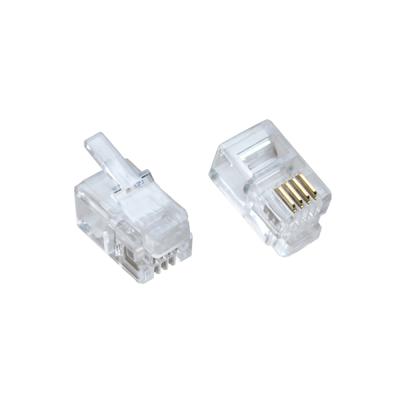 China For Male Telephone Cable 4 Pin Telephone Modular Plugs RJ9 4P2C 4P4C Connectors for sale