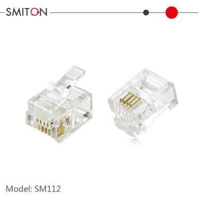 China Telephone RJ11 6P4C Plug In Crystal Head Gold Plated Telephone Connector 6P4C Telephone Crystal Head for sale