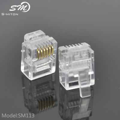 China Copper RJ12 6P6C Plug Modular Connector For Telephone Cord RJ12 for sale