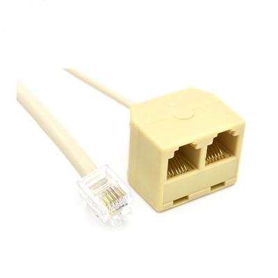 China 6P6C 1 To 2 Female RJ12 ADSL Phone Splitter With Extension Cable for sale