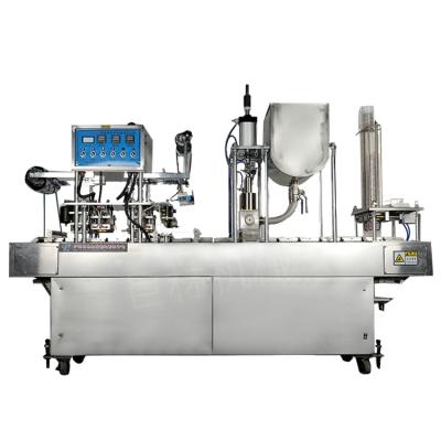 China Automatic Medical Plastic Beverage Food Cup Date Printing Filling Sealing Machine for sale