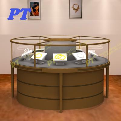 China Modern Retail Top Glass Jewelry Kiosk Jewelry Display Round Glass Jewelry Display Showcase for sale