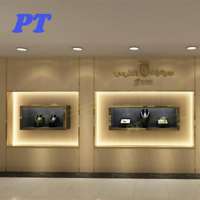 China Luxury Shop Window Glass Jewelery Wall Mounted Jewelry Display Cases for sale