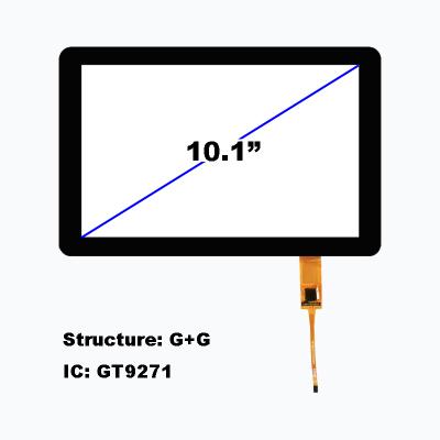 China IPCT Glass Touch Panel GT9271 G+G Interface I2C USB 10.1 Inch Capacitive Touch Screen 251.5x165.5x2.4 mm for sale