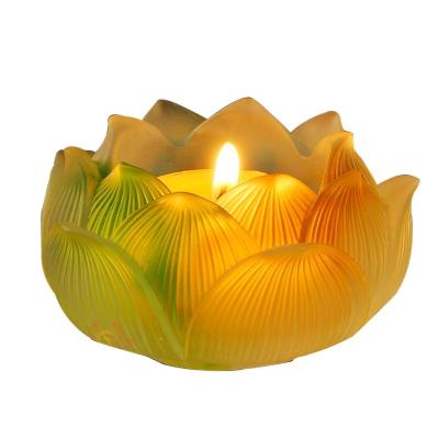 China Buddhist Glass Crystal Lotus Flower Candle Holder China Home Decoration Candlestick for sale