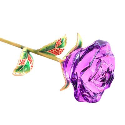 China China New Design Gift-boxed K9 Crystal Glass Rose Flower Spring Bouquet For Crafts for sale