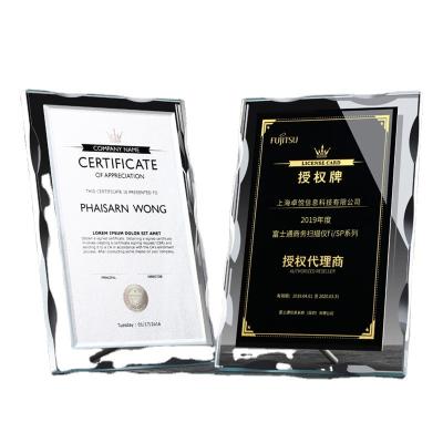 China China Crystal Business Souvenir Medal Plate Glass Crystal Authorized Brand Trophy Wholesale for sale