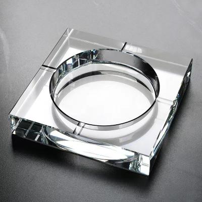 China China 2022 new octagonal k9 engraved Crystal Cigar Ashtray GLASS ASHTRAY Wholesale Custom Logo Crystal Ashtray Decoration for sale