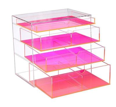 China Factory Sale Morden Acrylic Makeup Organizer Cosmetic 4 Drawers for sale