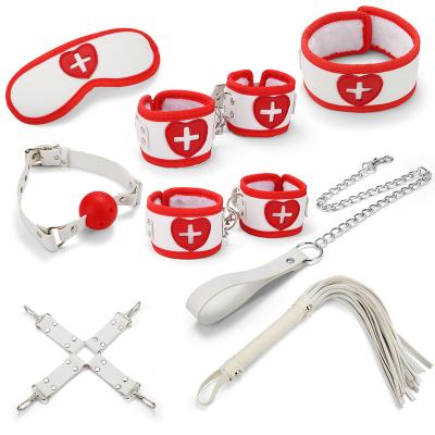 China PVC role play sex handcuffs bdsm restraint kit adult SM 8pcs bondage set sex toys for couples for sale