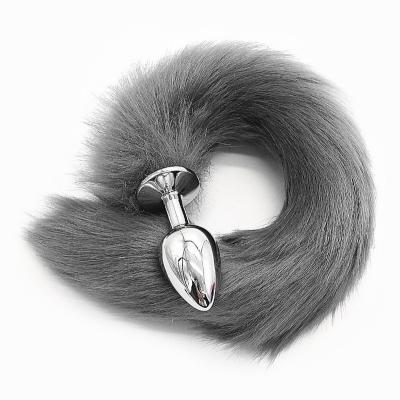 China Stainless Steel+Fox Tail St Rubber Suction Toys Male Female Dog Tail Portable Vibrating Big Anal Plug for sale