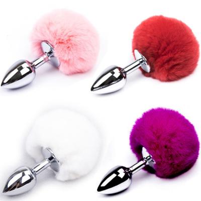 China Stainless Steel Metal Ball Flush Tail Fox Plug Butt Plug Anal Plug Cosplay With Tail Toy Anal Plug For Adult for sale