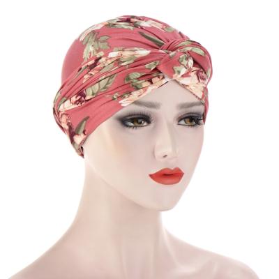 China Fashion Hot Selling Twisted Muslim Head Wraps Custom Made Turban For Women African Bandanas Ladies Head Wrap for sale