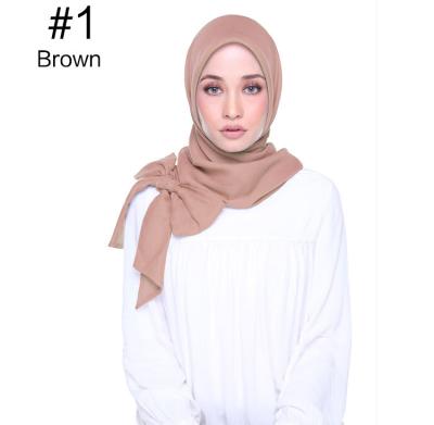 China High Quality Jstar Women Color Hijab Scarf Fashion Bubble Bowknot Simple Chiffon Scarf Muslim Shawl for sale