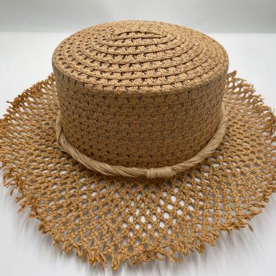 China Fast Shipping Striped Customize Sun Hats New Design Natural Raffia Hats Summer Soft Beach Handweave Straw Hat For Women for sale