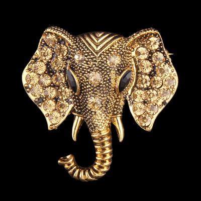 China Newest Style Elegant Wholesale Elephant Shaped Custom Exquisite Design Pin Brooches Made With Crystal for sale