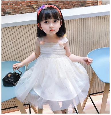 China Anti-wrinkle new summer style princess Girl White Dresses with lovely plush ball embellishment for sale