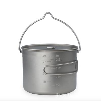 China Lightweight Outdoor Cooking Pot 750ml-2800ml Custom Titanium Rising Pot With Hanging Handle for sale