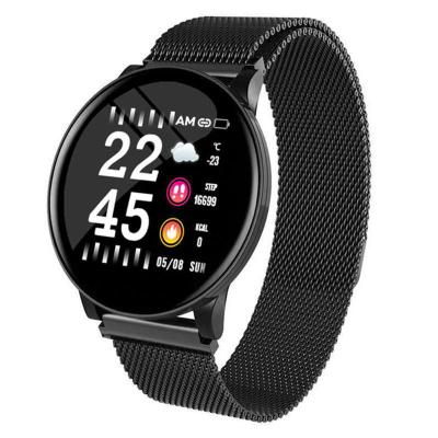 China Touch Screen Milan Strap Heart Rate Sport Monitor Wrist Band Blood Pressure Oxygen Smartwatch w8 Steel Smartwatch With Time for sale