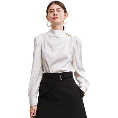 China Other Factory Direct Spring Style New Silk Shirt Womens Solid Color Long Sleeve Shirt for sale