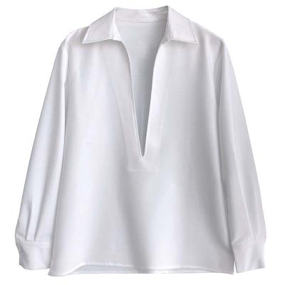 China Other Women's Fashion Long Layer Sleeve V-Neck Shirt Spring Shirt New Design Outer Upper Sense for sale