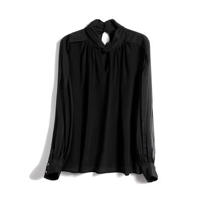 China Other Perspective New Chiffon Blouse Black Elegant Long Sleeve Shirt Sexy Clothing Shirt for sale