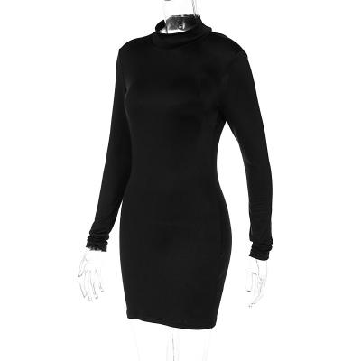 China Other BOD Solid Color Skinny Elegant Dress Sexy Backless Women Party Dress Long Sleeve for sale