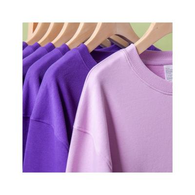 China Other High Quality Heavy Lavender Round Neck Cotton Terry Plain Style Loose Sweatshirts Sweatshirts for sale