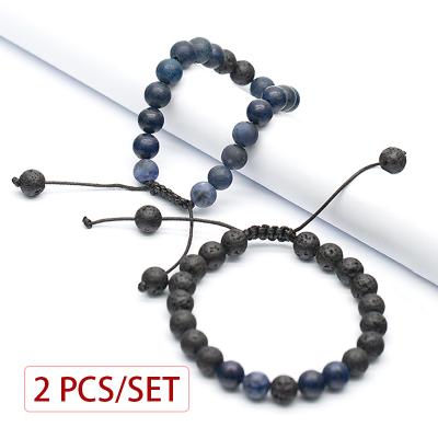 China Wholesale Natural Stone 8mm Natural Stone High Quality Black Rock Lava Beads Bracelets de Pulsera de piedra de bracelet de RB FASHIONABLE for sale