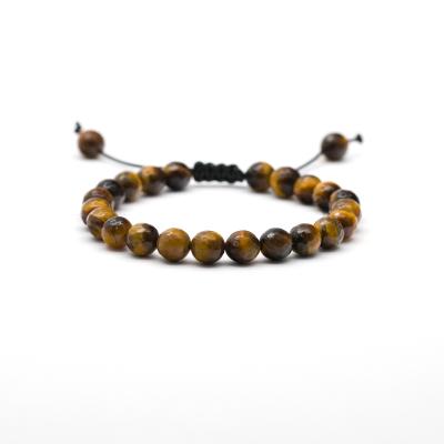 China RB FASHION Wholesale High Quality Faceted Round Shape Tiger Eye Cutting Stone Loose Beads Bracelet For Unisex Natural Stone Pulsera for sale