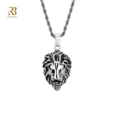 China Punk 316l Stainless Steel Casting Jewelry Pendant Set Gift Whole Sale CZ For Man Lion Animal Custom For Men Male Pendant for sale