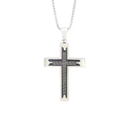 China Popular New Design Cross Christmas Gift 316L Stainless Steel Christian Great Wall Pattern Jesus Pendant Religious Cross Pendants for sale