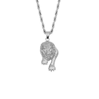 China RB Lion Head and Foot CZ Diamond Eye Pendants Silver Front Charms Big Design Punk Pendants Jewelry and Charms Men for sale