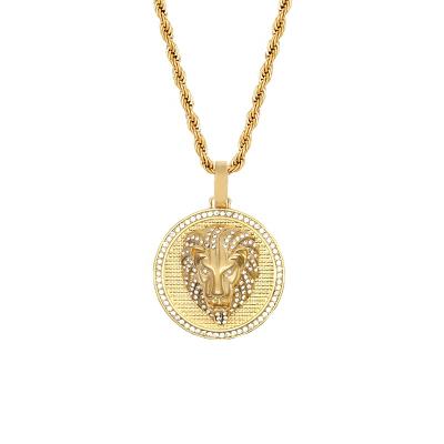 China RB Dijes Circular 316l Stainless Steel Punk Pendants For Jewelry Making Gold Plated Lion Key Pendant Charm Custom Mens Pendants for sale