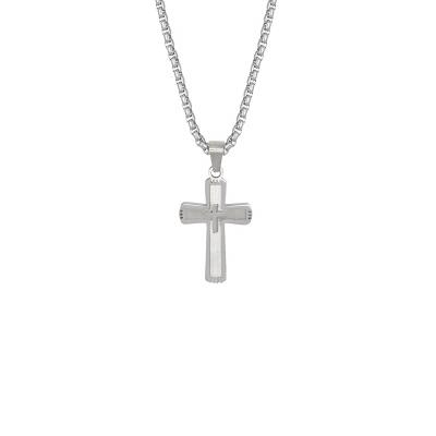 China RB Punk Treason Pendants Small Size Necklace Set Color Steel Cross And Silver Box Chain Cross Mens Customized Pendants for sale