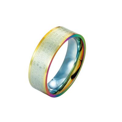 China Rainbow Plated Ring Stainless Steel Religious Jewelry Religious Gift Whole Sale Custom For Man Ring Set For Male Men for sale