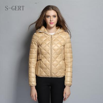 China Ultra Thin Breathable Duck Feather Parka Women Padded Down Foldable Jacket for sale