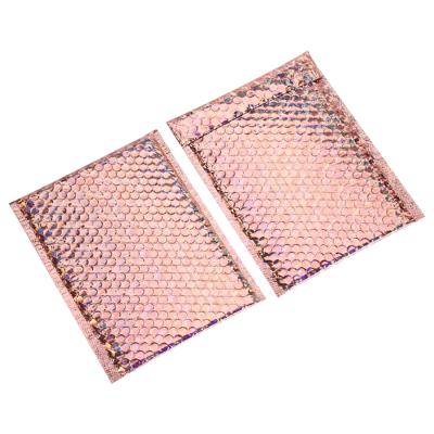 China Custom Bubble Mailer Rose Gold Metallic Self-Seal Envelope Aluminum Foil Padded Envelopes For Cosmetics for sale