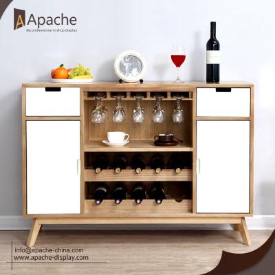 China Practical Professional Design Wooden Wine Glass Display Rack Home Bar Cabinet for sale