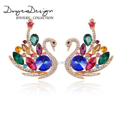 China New Fashionable Design Swan Crystal Multicolor Earrings Colorful Earring for sale