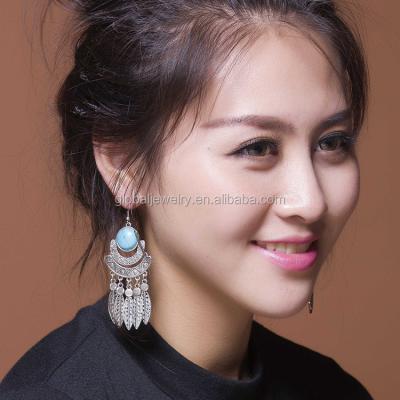 China Fashionable Hot Sale Long Tassel Earring Turquoise Earring for sale