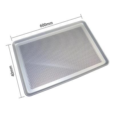 China Grocery Store High Quality Large Size Perforated Aluminum Croissant Bread Box Tray Bakery Steel Right Angle Baking Pans for sale