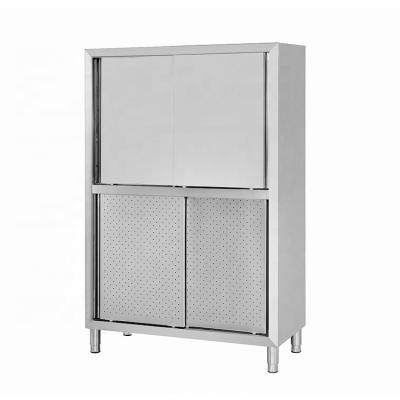 China Commercial storage function stainless steel two door closet storage cabinet for restaurant hotel commercial kitchen for sale