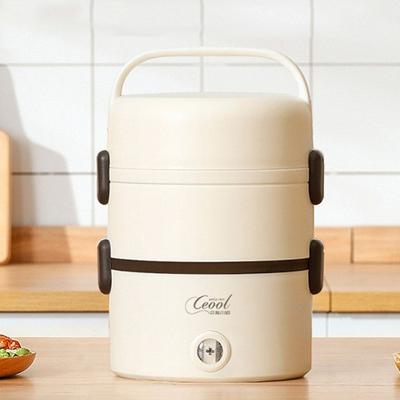 China Viable Round Portable Thermal Heater Cooking Heated Food Heater Electric Wireless Lunch Box Bowl Rice Cook Heating Double Layer for sale