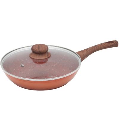 China Long Sustainable Multifunctional Cooking Wooden Wok Pan With Mesh Lid Non Greasy Carbon Steel Handles Frying for sale