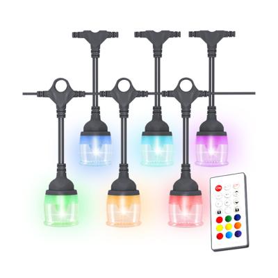 China RGB String Light Led Outdoor Christmas Decorations RGB String Light For Wedding Party Patio Backyard Cafe String Light Remote Control for sale