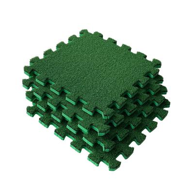 China Indoor and outdoor sports facilities easy to clean non-toxic safe turf tiles artificial grass puzzle mat mat for sale