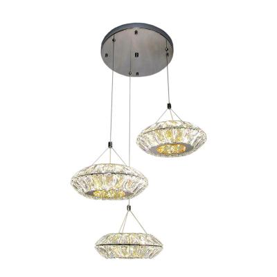 China Wholesale Price Modern Indoor LED Lamparas 3 Head Hanging Chandelier Light Modern Luxury Crystal Hanging Lamp for sale