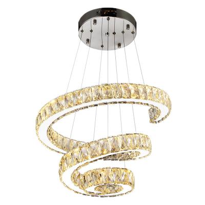 China 2021 China Supplier Modern Lighting Fixtures Led Modern K9 Crystal Chandeliers Decorative Spiral Pendant Lights Hanging Lamps for sale