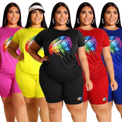 China Anti-wrinkle pants loose colorful clothing summer lounge wear plus size shorts 2 pieces set women clothing for sale